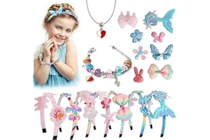 ELEKIN Prezent dla dziewczynki zabawka dziewczyna 5-12 lat zestaw szklarniowy do włosów akcesoria fryzjerskie DIY kreatywny wypoczynek dla dzieci 5-12 lat dziewczynka 65 szt. prezent gry urodzinowe opaski na