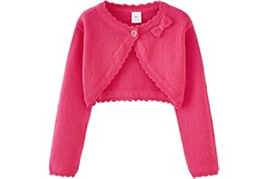 WSLCN Cardigan Bolero para niño, niña, chaleco de punto de manga larga, jersey de algodón