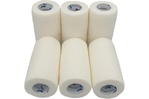 PintoMed - Bandage Cohésif - Blanc - 6 Rouleaux X 10 cm X 4,5 m Autoadhésif, Sports Bande, Premiers Secours Adhésif, Vet Wrap