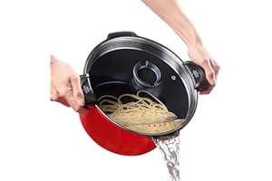 ROSSETTO Cuiseur à pâtes 28 cm 8L, Revêtement Anti-Adhérent, Fonte Aluminium Tous Feux Dont Induction, Rouge