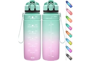 Coolfel Motivational Water Bottle with Time Markings, 1.5l 1l Sports Water Bottle 700ml 500ml Kids Water Bottles, BPA Free Tritan Leakproof Reusable Drink Bottle for Gym, School, Running