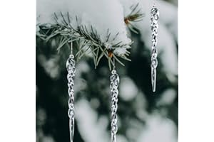 NALER 24 Carámbanos Adornos Navideños Acrílicos, Decoraciones Colgantes para Árbol de Navidad, Ventanas, Transparente