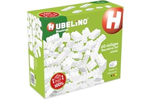 Hubelino #420602 60-częściowy zestaw klocków, białe klocki, kompatybilne z dużymi klockami innych producentów, wyprodukowano w Niemczech