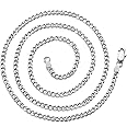 Philip Jones Men's 3mm Stainless Steel Curb Chain Necklace 18" 20" 22" 24" Inch