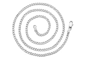 Philip Jones Men's 3mm Stainless Steel Curb Chain Necklace 18" 20" 22" 24" Inch