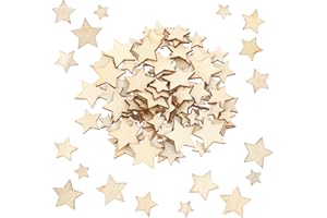 JJUNW 100Stück Mini Holzsterne, Holz Sterne Deko Klein Holzsterne zum Basteln, Gemischt Kleine Holz Sterne 10/12/15/20mm Holzsterne Streudeko für DIY Basteln Tischdekoration Weihnachten Deko (Sterne)