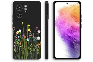 XINYEXIN Cover per Motorola Edge 40, Custodia in Silicone Morbido Antiurto Ultrasottile con Motivo Carino, Design a Bordo Dritto - Flowers, Black