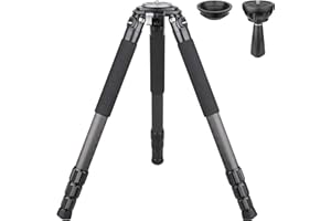 INNOREL LT364C Sistemático Trípode Fibra Carbono Fotografía Profesional 160cm/63pulgadas, 4 Secciones, Carga Máxima 35kg, Tubo Máximo φ36mm, con Bolsa/Adaptador para Tazón 75mm(Trípode+Adaptador)