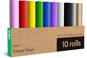 Cricut Vinile permanente | 10 rotoli di vinile autoadesivo | 1,5 m | per l'uso con tutte le macchine da taglio Cricut