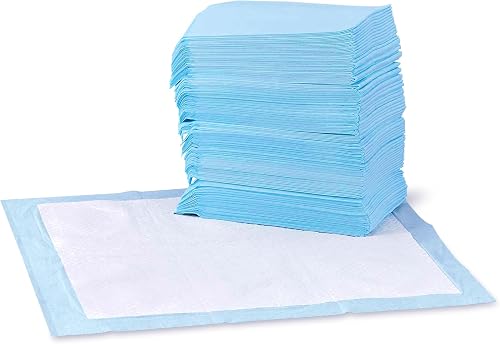 Amazon Basics Training Pads for Dogs and Puppies, Leak-Proof 5-Layer Design with Quick Drying Surface, Regular, Blue, Pack of 100