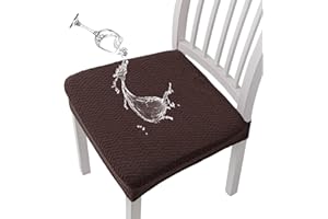 KELUINA Coprisedili per sedie Impermeabili in Jacquard con Reticolo Elasticizzato 1/2/4/6 Pezzi Coprisedie per sedie da Pranzo Coprisedie per Cucina (caffè,4 PCS)