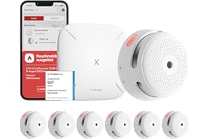 X-Sense Smart Rauchmelder XS01-M mit SBS50 Basisstation, Zertifiziert nach EN 14604, Funkrauchmelder mit WLAN, vernetzbarer Feuermelder, kompatibel mit der X-Sense Home Security App, FS61, 6 Stück