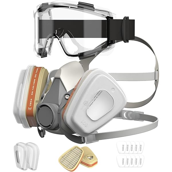 Maschera respiratoria riutilizzabile semimaschera 6200 Maschera antigas Respiratori di protezione respiratoria con occhiali di sicurezza per verniciatura Saldatura a vapore organico Lucidatura Lavoraz