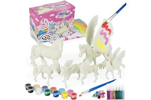 whatstem DIY Malerei Einhorn Kit Kunst und Handwerk Set für Kinder oder Mädchen Dekorieren und Zeichnen 3D Spielzeug für Kinder Geschenk(6 Einhörner)