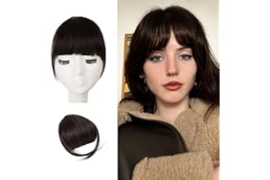 Frangia Clip Capelli Veri, BARSDAR 100% Naturali Frangetta Air Bangs French Bangs Frangia Extension Clip Capelli Veri Cura Capelli Donna lavabile/tingibile