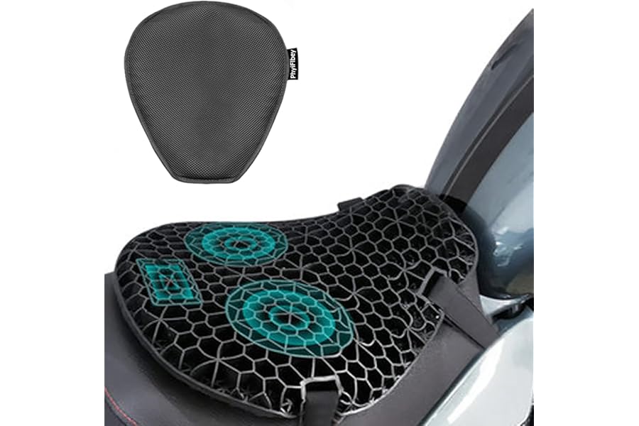 PhyiFlbey Universal Motorcycle Gel Seat Cushion,3D Honeycomb Shock Seat Honeycomb Cushion Motorcycle Cover Pressure Relief Ride Motorcycle Air Cushion,Shock Absorption Compatible with Any Model