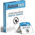 CARPET AND CLOTHES MOTH TRAPS. 7 Pack of Pesticide Free, Sticky Pheromone Traps That Attract, Catch and Kill Carpet and Clothes Moths and Monitor Activity.