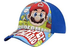 Bonamana Mario Gorra de béisbol impresa para niños y niñas, sombrero ajustable para niños, ala plana, gorro de sol para cosplay, gorro de verano