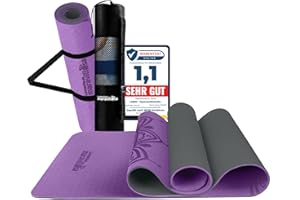 ‎LA MENTE ES MARAVILLOSA LA MENTE ES MARAVILLOSA - Gymnastikmatte, Rutschfest Yogamatte inkl. Tragegurt + Tasche + Übungs-E-Book, Gepolstert, Hautfreundliches TPE für Fitness/Pilates/Workout 183x61 cm