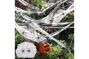 JUNUNDJING Ragnatela Halloween Decorazione, Decorazioni Addobbi Ragnatela Halloween Decorazioni Casa Esterno Giardino Interno, Ragnatele Decorazione Ragni Ragno Gigante, 40 Ragni Finti
