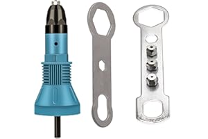 KEWAYO Kit Adattatore Per Rivettatrice Elettrica, pistola per rivetti a batteria Kit, con 4 testine convertibili e 2 chiavi