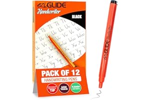 Eziglide Handwriting Pen Black, Pack of 12 Hand Writing Pens, hard-wearing polyacetal tip to give smooth effortless ink flow for both right & left handed children
