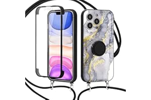 Pnakqil Funda Cuerda para Samsung Galaxy S21 FE 5G 6.4", Estuche Diseños Soporte Teléfonos Móviles 360 ​​​​Grados Colgante Case con Protector Pantalla Integrado Collar Anillo Cuna,mármol Gris