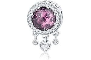 MUERDOU Birthstone Charm Fit for Pandora Charms Bracelets and Necklaces Birthday Gifts for Woman