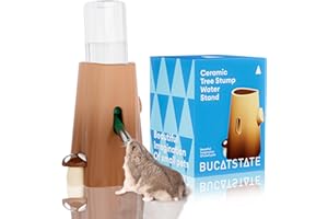 BUCATSTATE Bouteille d'eau pour Hamster avec Supporter Céramique, pour petits animaux de 120 ml embout étanche, accessoires pour hamster pour cobayes, lapins, chinchilla, rats, furets (marron)