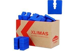 KLIMAS® Abstandshalter Kunststoff 8mm 50 Stück Distanzscheiben Set Blau | Sockelprofile Sockelschienen Ausgleichstück Distanzstück für Universal-Dübel mit 3 Durchmesser Ø 6/8/10 mm PE Abstandhalter