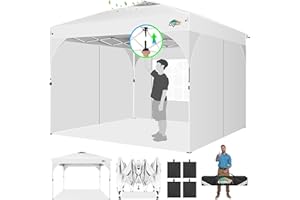 Cobizi Tonnelle Pliante 3x3 Imperméable Tonnelle De Jardin Exterieur,3 Panneaux Latéraux,Tonnelle Pliante Imperméable,Convient pour Le Camping, Les Festivals, Barnum avec 4 Sacs,Sable，Blanc