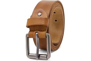 ROYALZ Vintage Cintura Uomo in robusta pelle di bufalo 4 mm, Cintura per Jeans con fibbia ad ardiglione antico - Larghezza della cinghia:38 mm