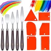 11 Pieces Acrylic Paint Spatulas Set, 5 Stainless Steel Palette Knives + 6 Scraper Knives, Scraper for Art, Mixed Paint Spatu