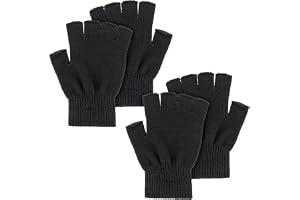 LATRAT Varma stretchiga vinterhandskar med halvfingrar för män och kvinnor, datordrift, 2 par kort svart, one size
