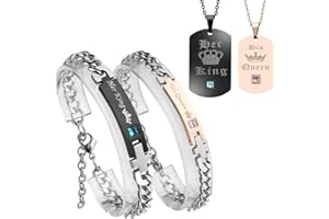 JSDDE Schmuck Her King His Queen Paar Armbänder Prächen Armreif mit Anhänger Halskette Set Partnerarmbänder Freundschaftsarmband für Liebhaber Freunde