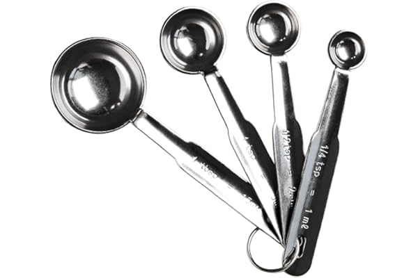 De Buyer - Set de 4 cuillères-mesures en inox - 1 / 2,5 / 5 / 15 mL -, Argent