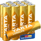 VARTA Longlife AAA Alkalin İnce Pil, LR03, 1,5 V, 12'li Paket