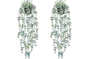 XONGSYUE Plantas Artificiales Decorativas, 2 Piezas Plantas Artificiales Colgantes con Macet, Planta Colgante Falsa Plantas, Colgante de Hiedra Falsa, Falsas en Maceta para Estante Interior Decoración