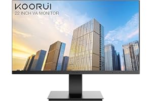 KOORUI Écran PC Gaming 22 Pouces Full HD (1920 x 1080), VA, 75Hz, 5ms, Ratio de Contraste de 3000:1, Mode Faible lumière Bleue, Angle de Vision de 178°, VGA et HDMI, Design Épuré Avec Bords Ultra-fins