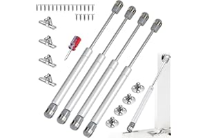 PRZRAO 4 Stück 200N/20kg Gasdruckfedern + 1 Stück Schraubendreher, Grauer rostfreier Stahl Gasdruckfeder,Gasdruckfedern für Schränke, Kästen, Spielzeugkisten