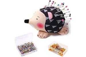 Amerson Hedgehog Shape Pin Cushion, Cute Pincushions Sewing Kit Accessories Supplies Needle Cushions Holder with 200Pcs Colored Ball Heads Straight Fabric Pins for Jewelry Quilting DIY Crafts (Black)
