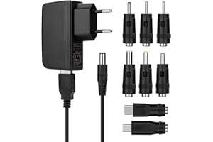 Aukru Alimentatore Universale con 8 Adattatori Switching Plugs per 5V Elettronica Domestica e Dispositivi USB - 2000mA Max