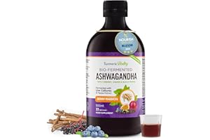 TURMERIC VITALITY Ashwagandha KSM-66 Liquid Bio-Fermented with Turmeric, Probiotics & Digestive Enzymes for Stress, Mood & Gut Health - Natural Berry Passion Flavour