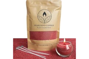 Comforder Pearled Candle Sand and Wicks - Making Supplies to Create Your Own Sand Candle - 400g Wax Granules + 4 Wicks (Red)