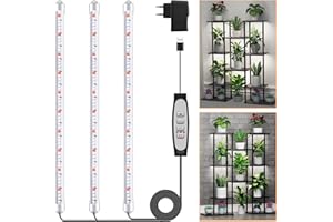 NIELLO Lampada per piante a 3 barre LED, luce per piante da interno, luce di crescita a spettro completo con timer di accensione/spegnimento automatico 6/12/18H, 5 livelli dimmerabili per piante grasse