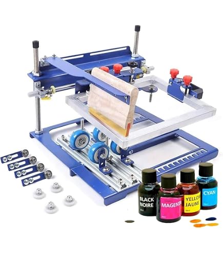 Impression T-shirt Rotative VEVOR Machine De Sérigraphie 4 Couleurs 2 Stations - Presse Rotative 360° Plateau 54x45cm Pour T-shirts Et Textiles