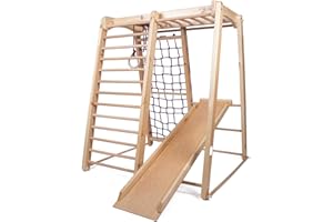 SPORTBABY Centro de Actividades con tobogán ˝Malček-3˝, Red de Escalada, Anillos, Escalera Sueco, Campo de Juego Infantil, Juguetes - Certificado, almacén de la UE