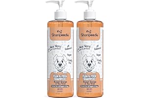 Sweet Orange & Tea Tree Shampoo & Conditioner (1L) for Puppies & Dogs 8 Weeks +, Flea and Tick Repellent, Smelly Dogs, pH Balanced, Vegan, Aloe Vera & Vitamin E by Shampoodle