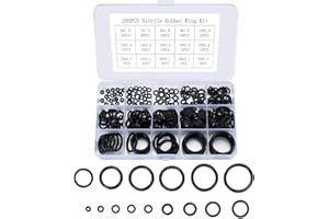 NEWOUTSET 200 Pezzi/15 Dimensioni O-ring in Gomma Assortimento, Rondelle Nero, Guarnizione Guarnizioni Piombatura per Idrauliche e Riparazione Rapida Dell’Auto
