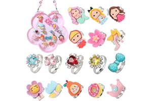 PinkSheep Bagues à bijoux pour petite fille dans une boîte, réglable, pas de doublure, bague pour fille qui joue et se déguise